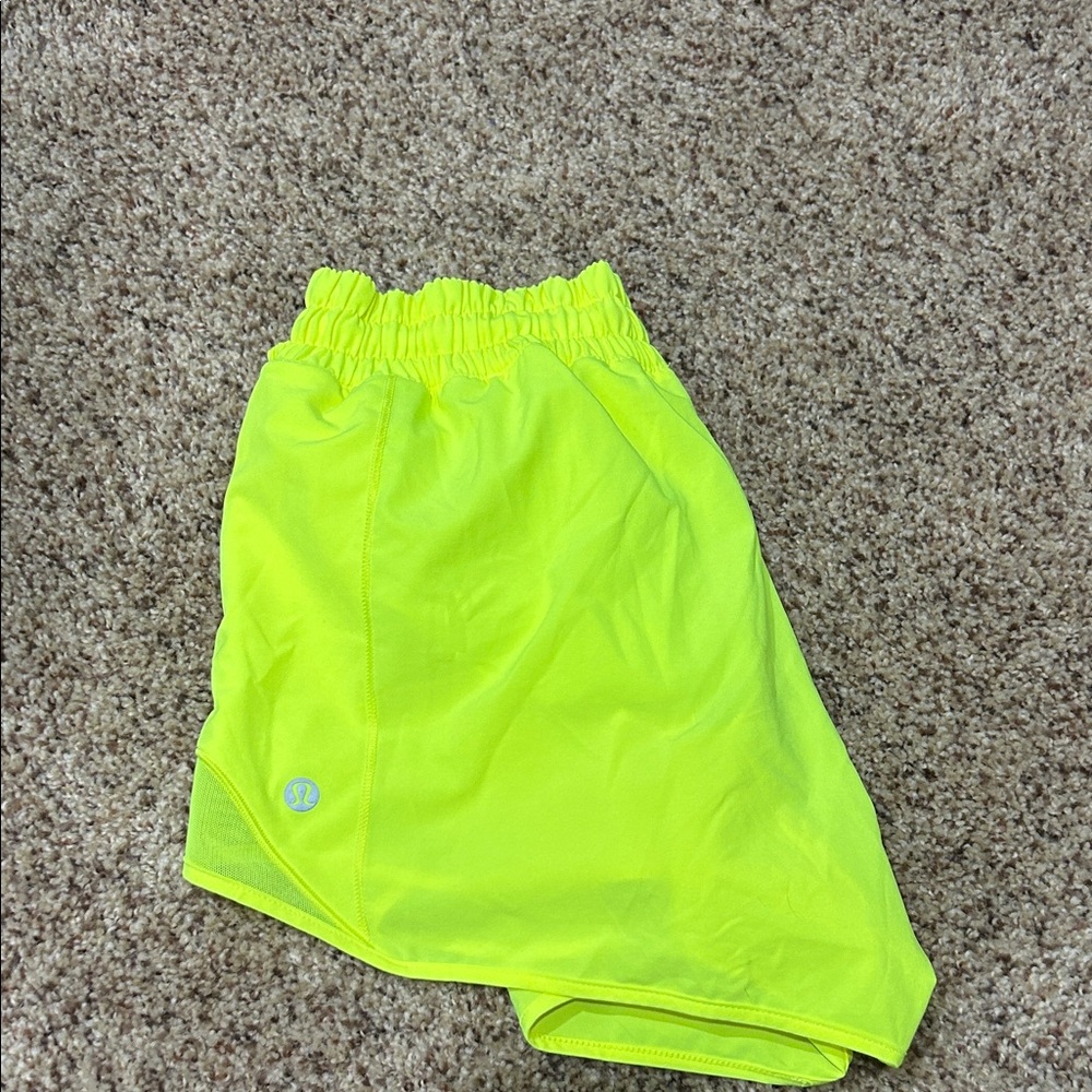Lululemon Neon Yellow Hotty Hot shorts